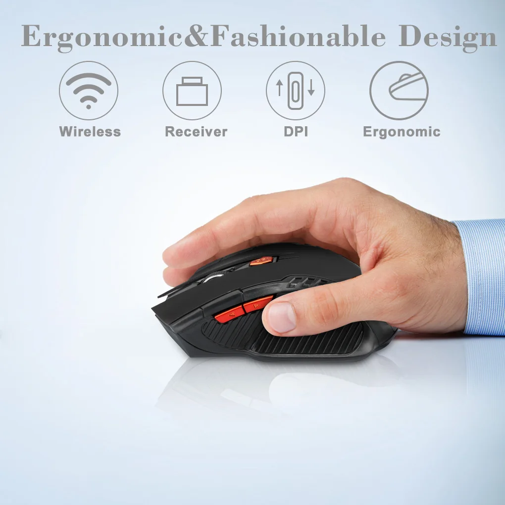 2.4G Wireless Mouse Optical 6 Buttons Mouse Gamer USB Receiver 1600DPI Wireless Mouse Gaming Mouse For Laptop Computer