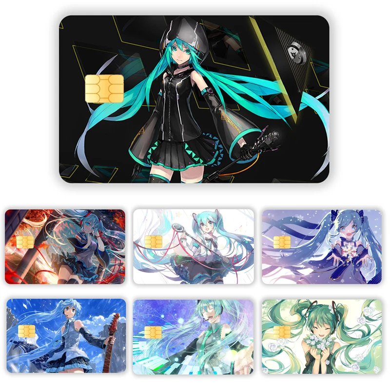 Hatsune Miku аниме Кредитная карта наклейка на Карту метро маска кожу передний