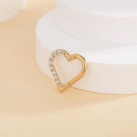 g23 titanium piercing gold heart nose ring hinged hoop earrings helix piercing tragus conch daith nose septum body jewelry 16g