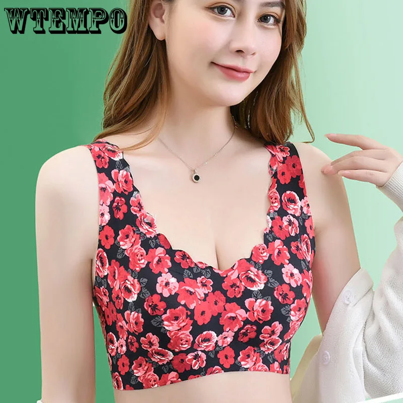 

Floral Sexy Bra Women Sports Wireless Seamless Print Active Bra Fancy Underwear Plus Size Invisible Bra Dropshipping Wholesale
