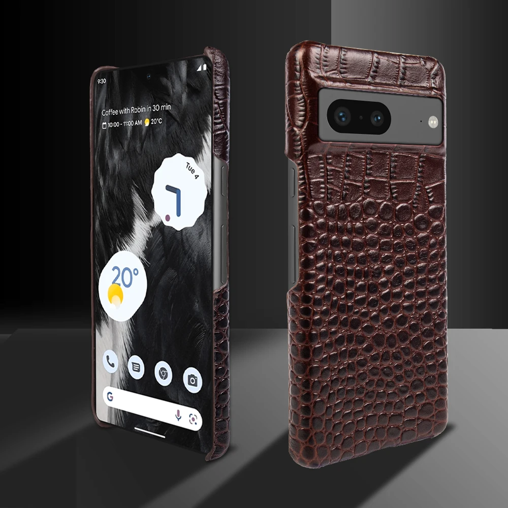 Genuine Leather Case for Google Pixel 7 Pro 6 Pro 6A 5 5A 5G Phone Cover Crocodile Pattern Housing Protective Fundal Back Shell