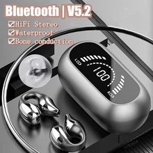 신제품 TWS 블루투스 2023 무선 헤드폰, 골전도 음악 소음 차단 이어폰 스포츠 통화 헤드셋 마이크 포함 5.2
