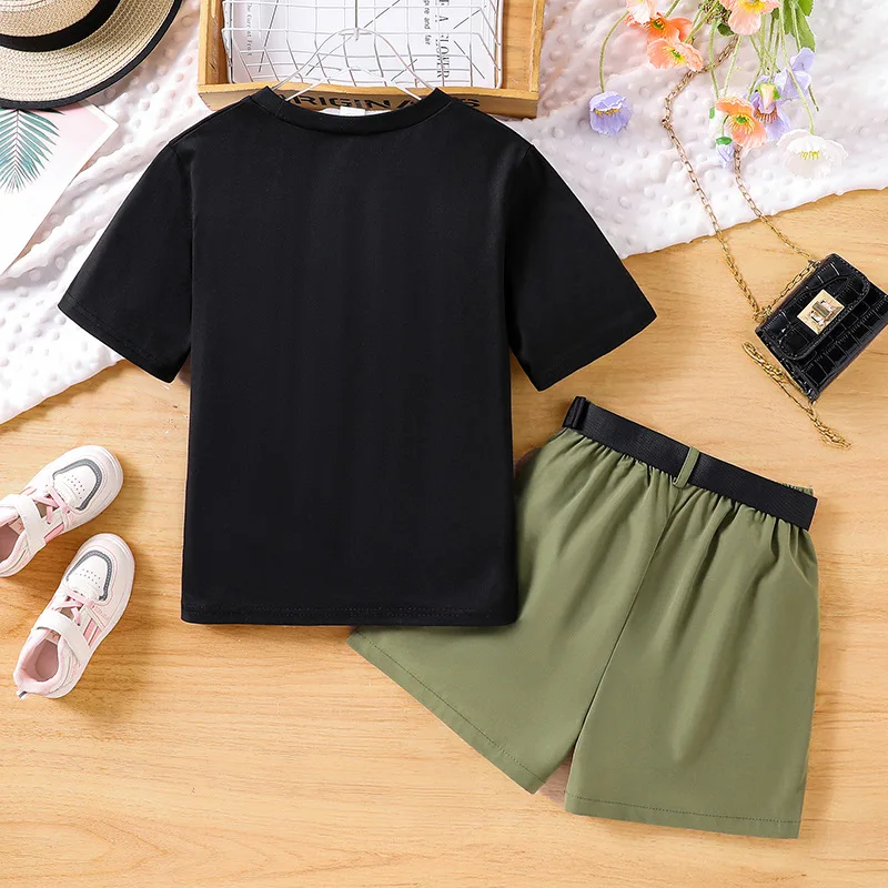 2024 Летние комплекты детской одежды Футболка с короткими рукавами и круглым