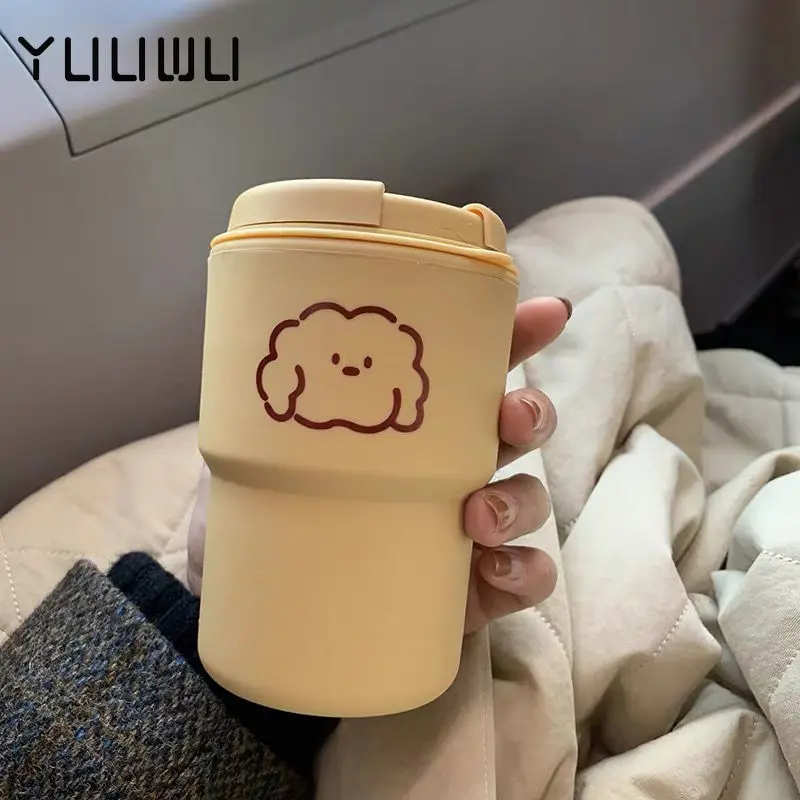 

Simple Fashion Water Cup with Lid Coffee Milk Cup Cartoon Cloud Puppy Anti Scalding Plastic Cups for Girls Wather Bottle