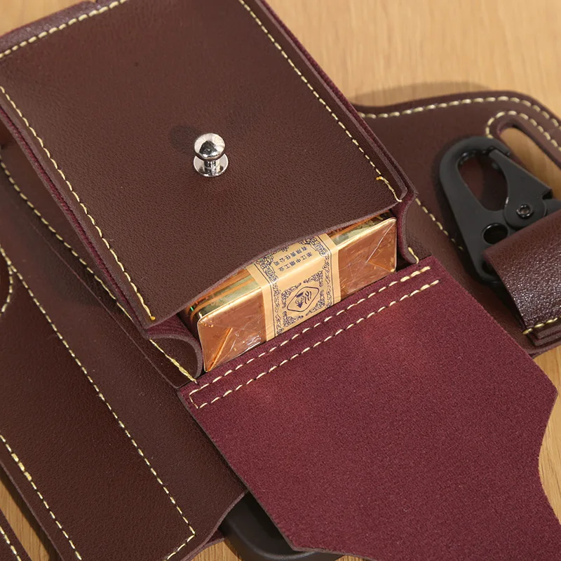 retro belt waist mens bag sports running outdoor sports cell phone leather waist bag for 2 phone men multi function key pen be free global shipping