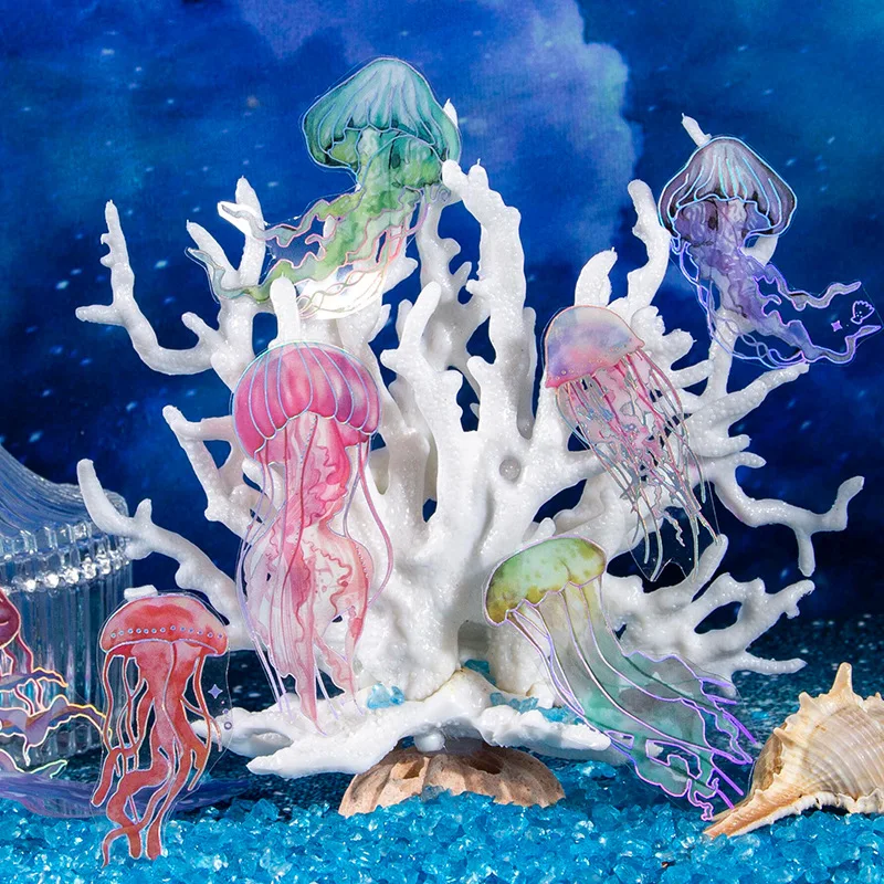 2 шт. лазерная длинная полоса плоская наклейка тема медузы декоративный коллаж