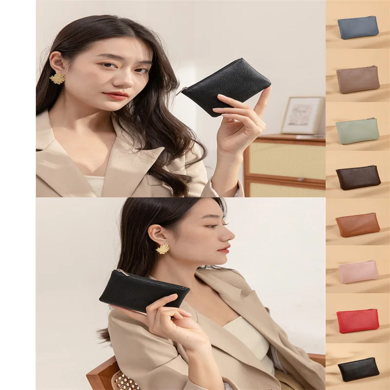 

Women Men Mini Pouch Solid Pu Leather Bag Small Zipper Coin Purse Card Holder Pocket Money Change Key Wallet Kids Gift