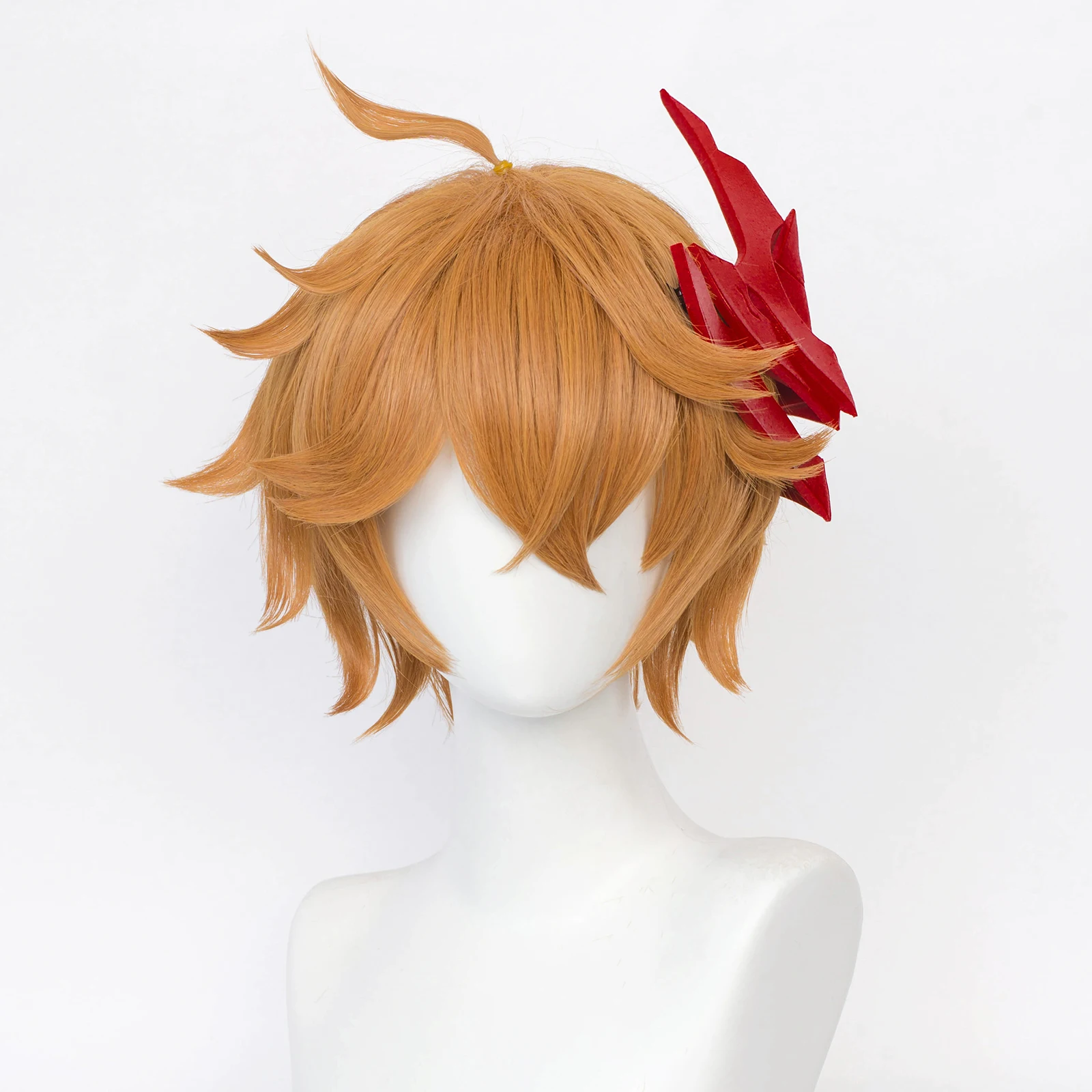 RANYU Genshin ударопрочная тартаглия Детский парик из игры аниме короткие оранжевые