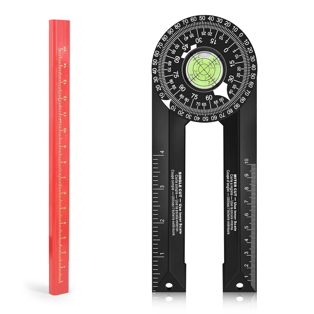 

Miter Saw Protractor ABS Angle Finder Level Meter Miter Gauge Goniometer Protractor Inclinometer Measuring Woodworking Tools