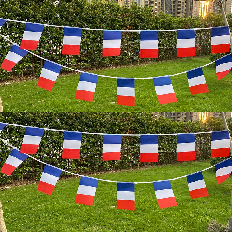 Aerlxemrbrae  20pcs/lot  france bunting flags 14x21cm  Pennant france String Banner Buntings Festival Party Holiday