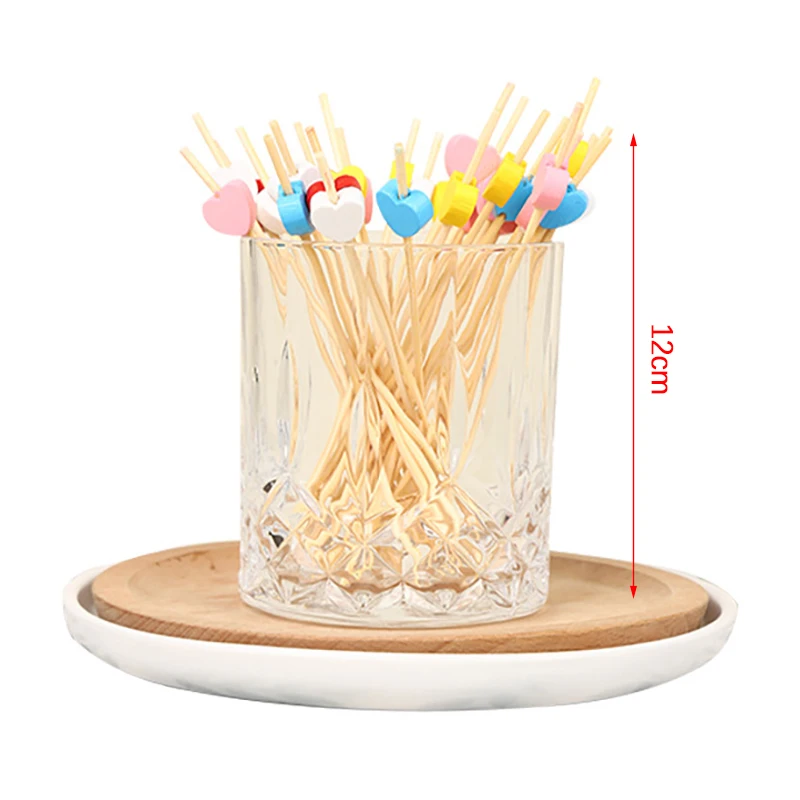 

100 x Eco-friendly Bamboo Stick Disposable Fruit Forks Snack Skewers Party Decor Food Picks Bar Cocktail Picks Wine Fruit Picks