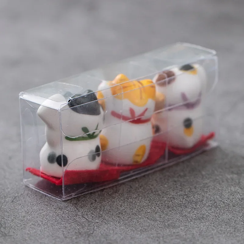 Набор из 3 шт. мини-керамический Lucky Fortune Cat настольные фигурки для украшения