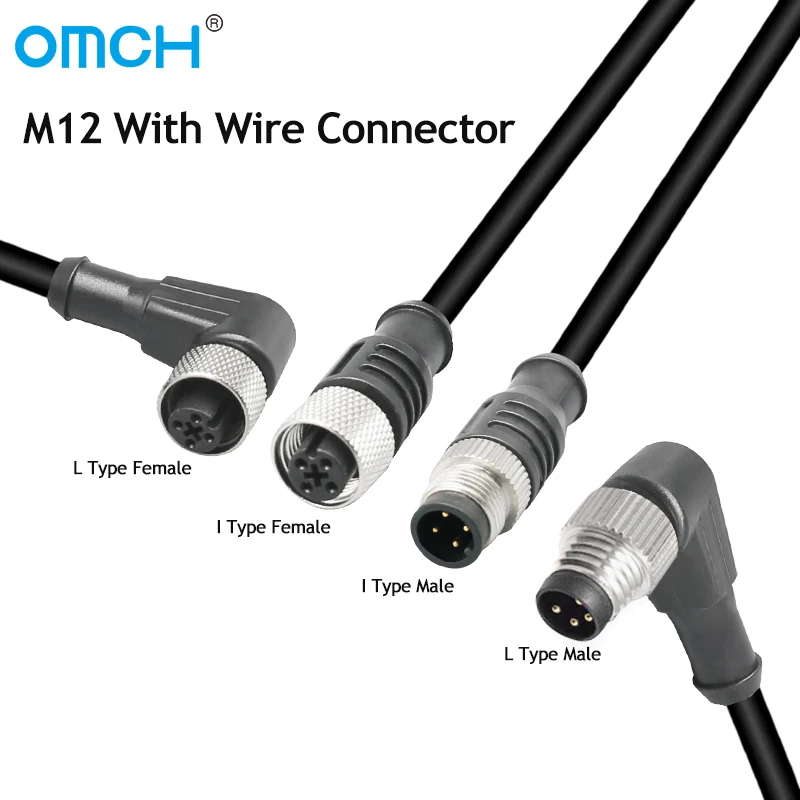 4-контактный соединитель датчика OMCH M12, ПВХ электрические авиационные разъемы 5 м, мужской, Женский Тип, водонепроницаемый разъем