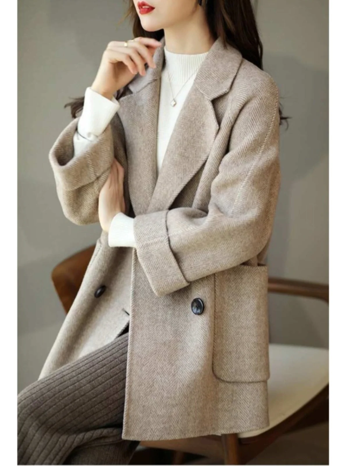 Костюм с воротником темпераментная шерстяная куртка женская осенне-зимняя новая