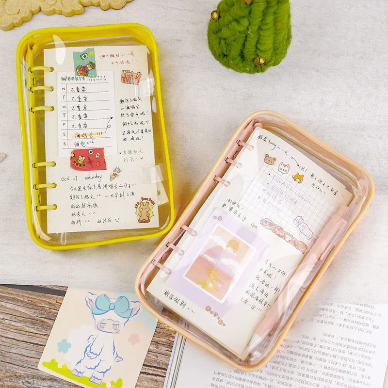 Yiwi A6 кольцевая папка симпатичная сумка на молнии прозрачная широкая из ПВХ с