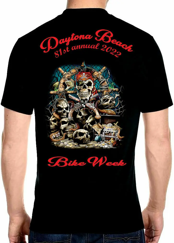 

Mens 2022 Daytona Beach Bike Week Pirates Treasure Tee Shirt