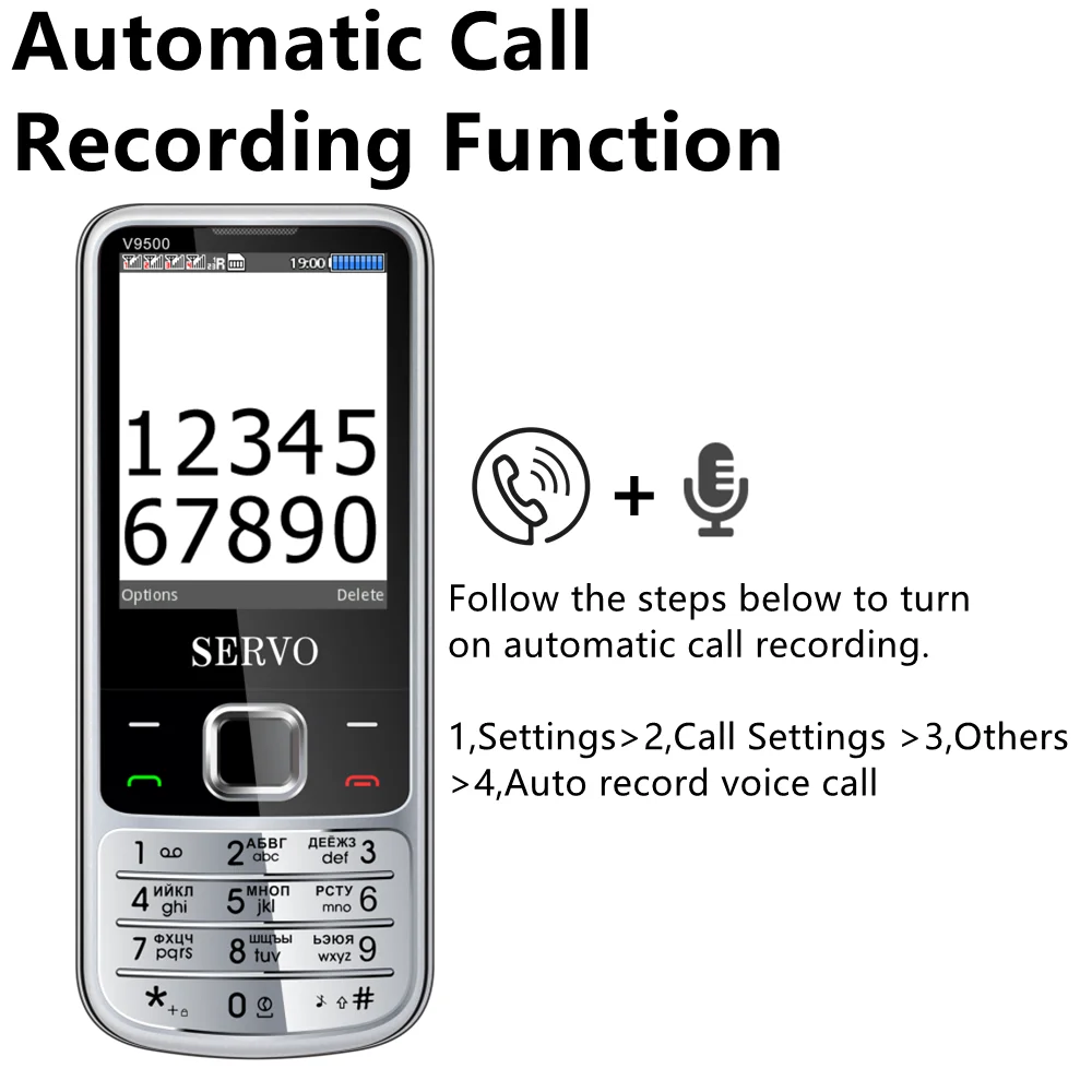 SERVO V9500 4 SIM - карта Мобильный телефон, быстрый набор, волшебный  голос, магнитофон, FM - радио, телефонная книга 1000, черный список,  разблокировка телефона | AliExpress