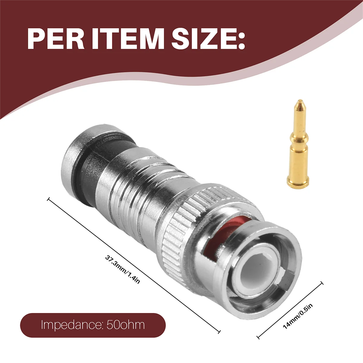 10-компрессионный разъем BNC для коаксиального кабеля RG59 камер видеонаблюдения