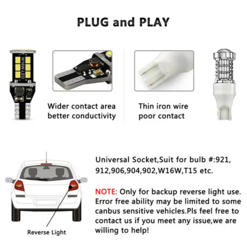 

For Honda Accord Civic White Canbus 921 912 15-Smd Led Backup Reverse Light Bulb