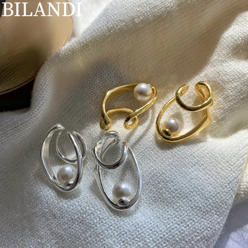 

Bilandi Modern Jewelry Simulated Pearl Earring Popular Design Double Ear Clip For Women Party Gifts