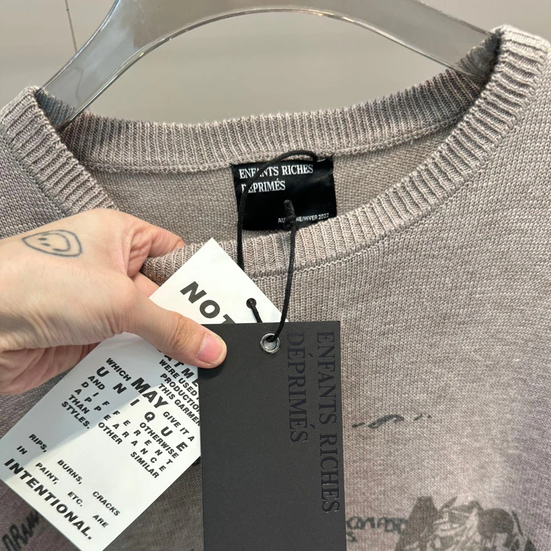 High Street Enfants Riches Deprimes Embrace Girls Pattern Трикотаж Американский Ретро Свободные