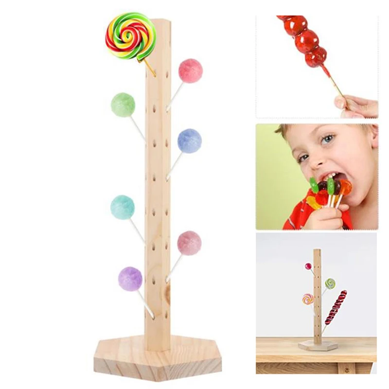 

1PC 48 Holes Wooden Lollipop Display Stand Holder Cake Candy Display Stand Wedding Party Candy Dessert Stick Holder