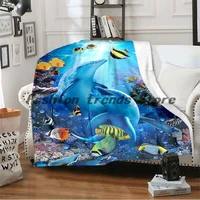 dolphin blanket ocean animal blankets for beds cartoon printed ultra soft warm bedspread bedding