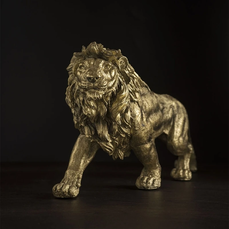 Смола золотые фигурки короля львов домашний офис настольный современный декор