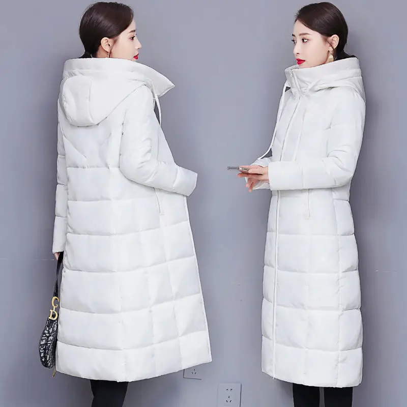 2022 Winter Women Ultralight Thin Jacket Space Cotton Hooded Windproof Long Sleeve Warm Coat Parka Female Portable Outwear Long