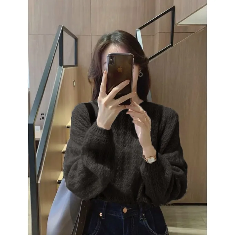Однотонный свитер из мохера Idle Sle Young женский осенне-зимний вязаный топ в стиле