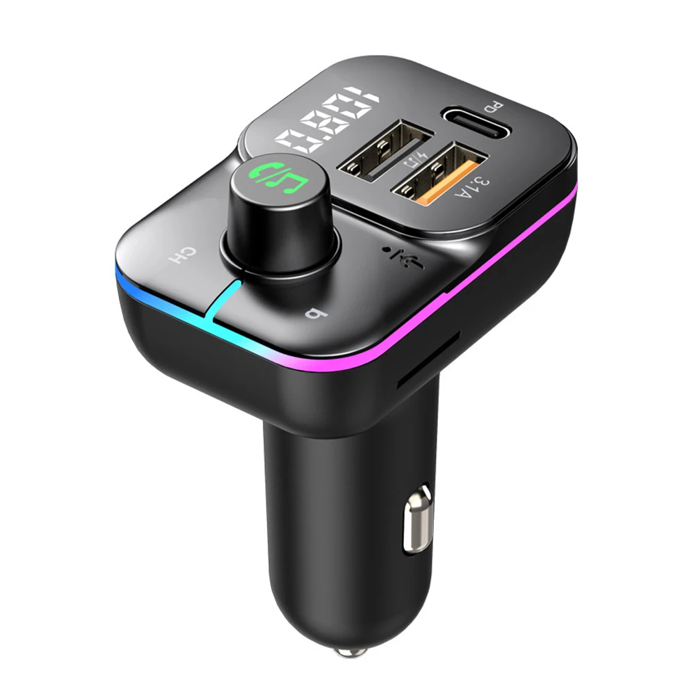 

FM-трансмиттер Универсальный MP3-плеер совместимый с HD-вызовами USB Type-C автомобильное зарядное устройство для телефона планшета U-диск Многофу...