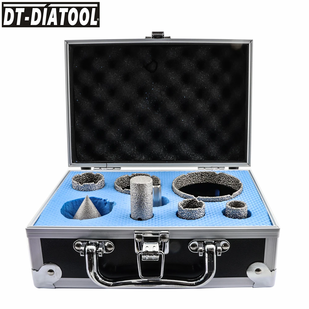 

DT-DIATOOL 1set boxed Vacuum Brazed Diamond Drill Core Bits Sets Milling Bit M14 Hole Saw for Porcelain Tile Granite Grinding