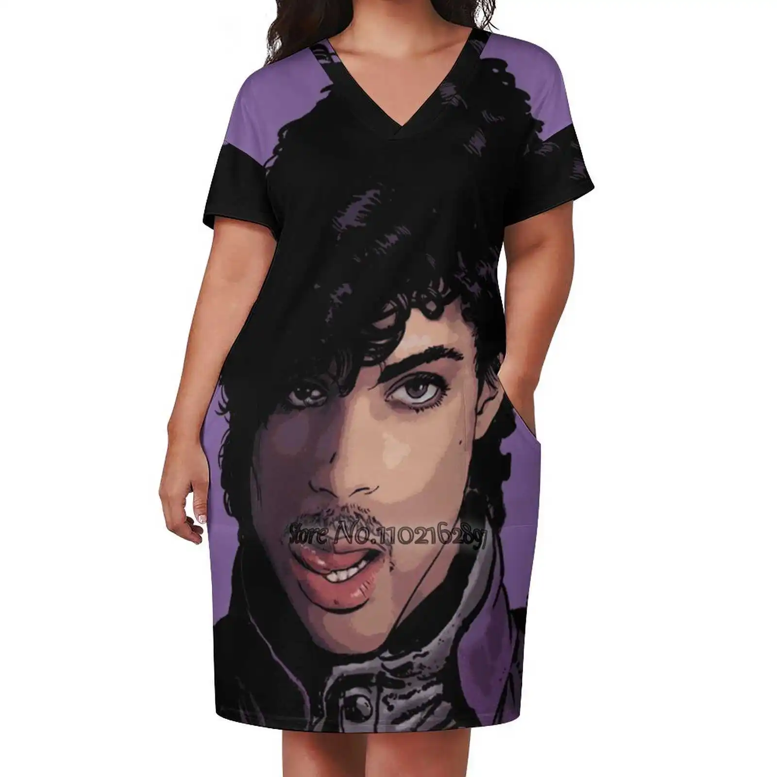 

Женское платье с V-образным вырезом и коротким рукавом, размеры до 5Xl