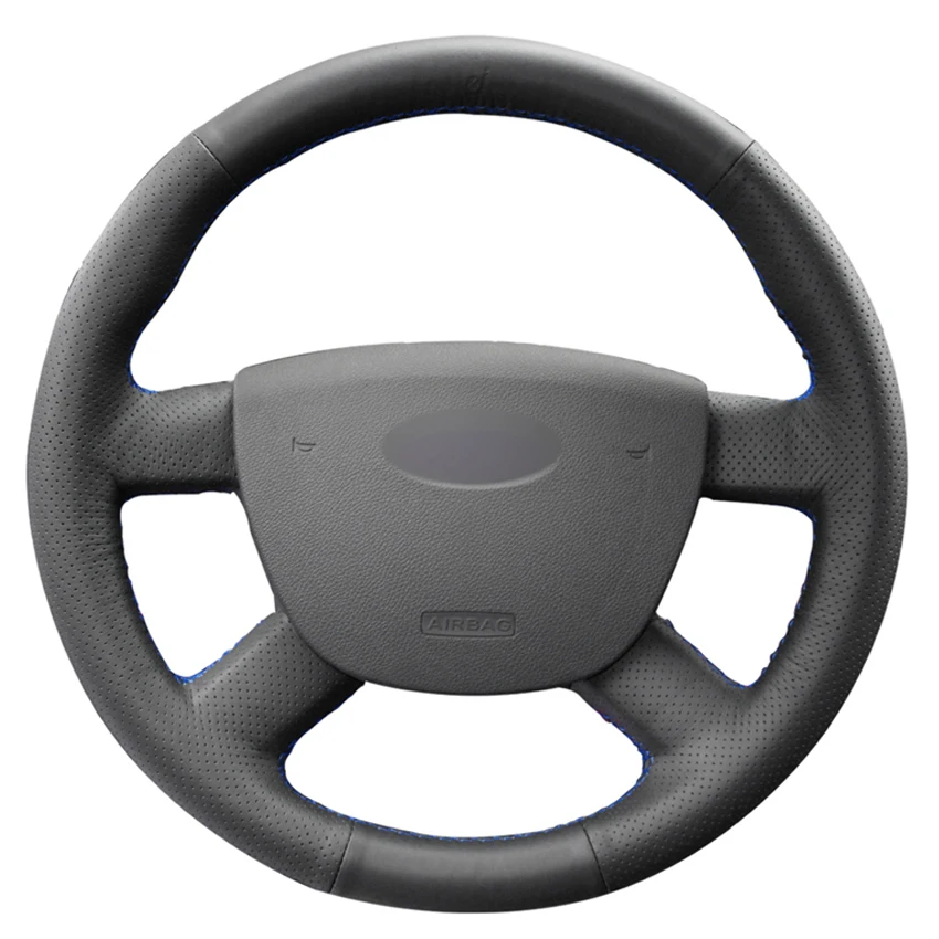 

Black PU Faux Leather Hand-stitched Car Steering Wheel Cover for Ford Kuga 2008-2011 Focus 2 2005-2011 C-MAX 2007-2010 Transit