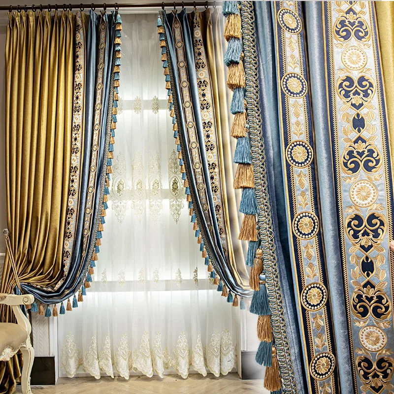 

Роскошные высококачественные бархатные занавески в европейском стиле для гостиной, спальни, виллы из тюля, занавески с высоким затенением на заказ, разные цвета на выбор