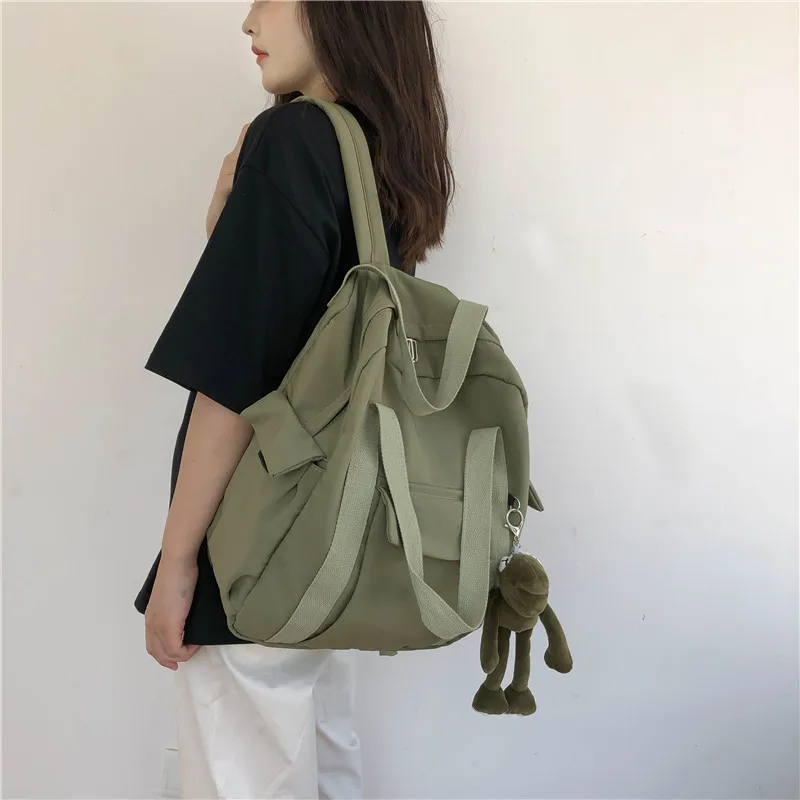 

Однотонный женский рюкзак 2022, водонепроницаемые нейлоновые сумки, Простая Дорожная сумка на плечо, школьные рюкзаки, школьная сумка для дев...