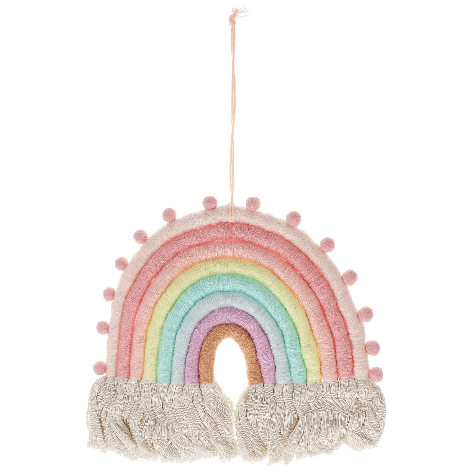 

Rainbow Pendant Handicraft Decor Cotton Thread Woven Tapestry Wall Children Room Hanging Tassel