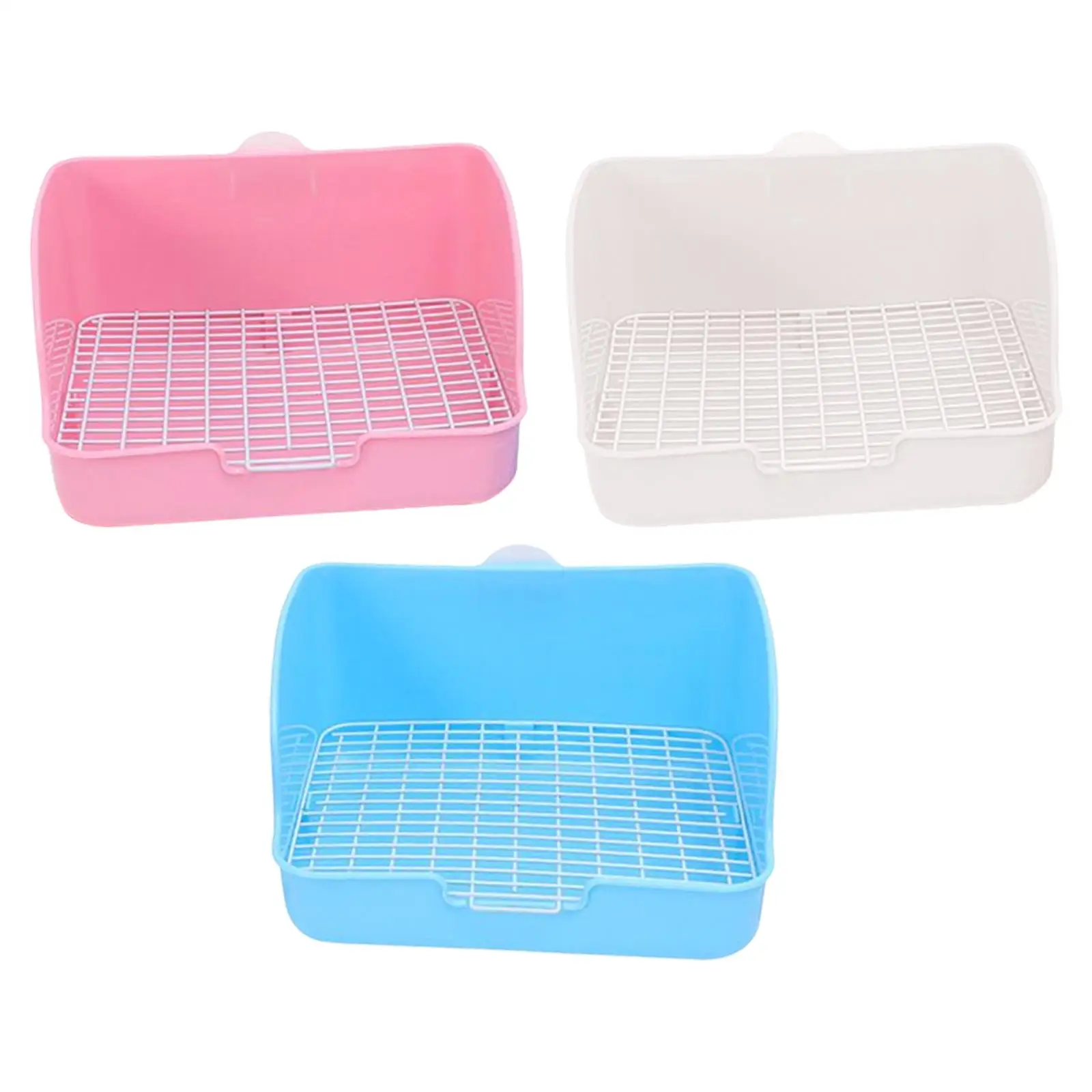 

Large Rabbit Litter Box with Grid Place Firmly Pet Bedpan Corner Toilet Box Potty Easy Operation Pet Supplies