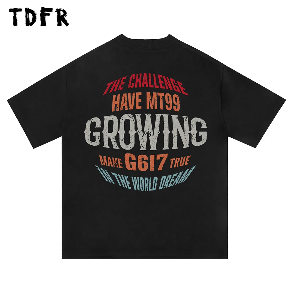 

Back Printed Short Sleeve T-shirt Mens Distressed Print Casual Loose Crew Neck Cotton Tee Men Tshirt