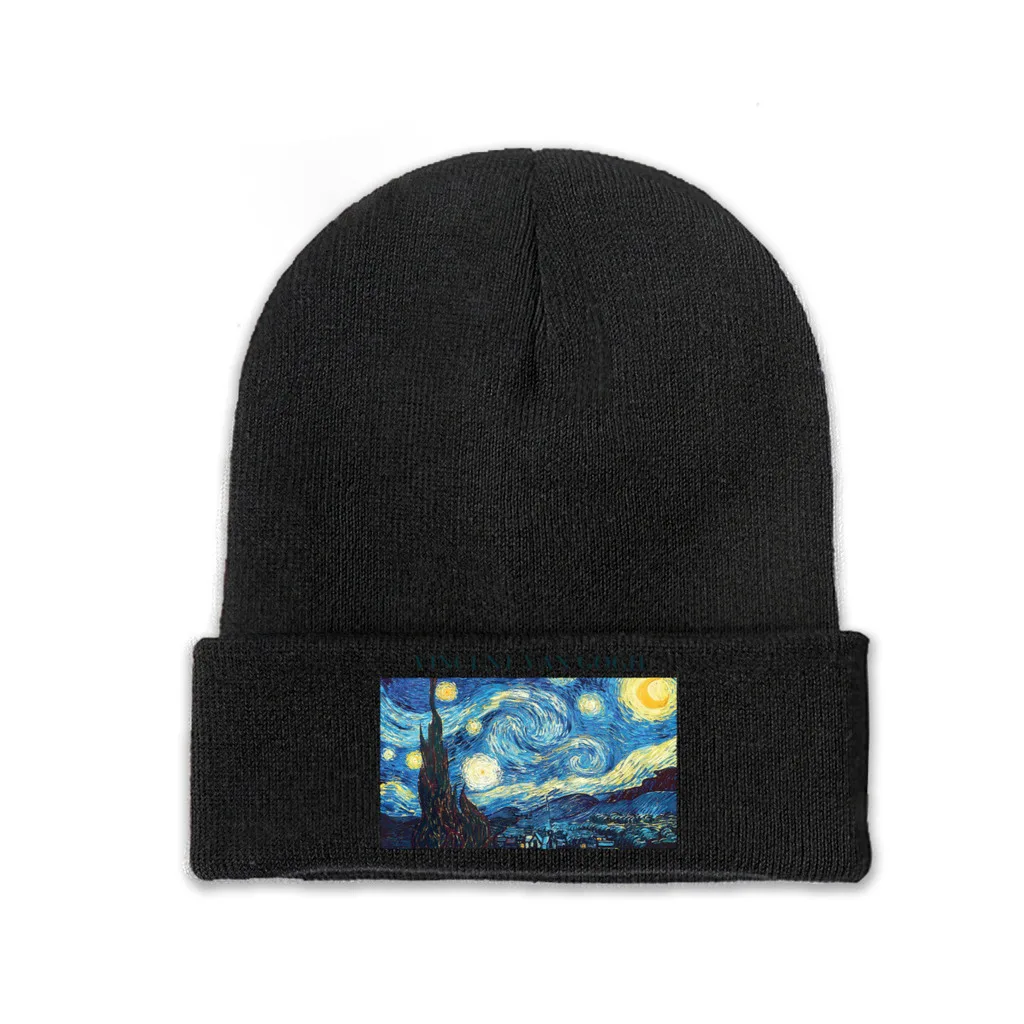 

Knit Hat Vincent Van Gogh Painter Winter Warm Beanie Caps Starry Night Men Women Fashion Casual Bonnet