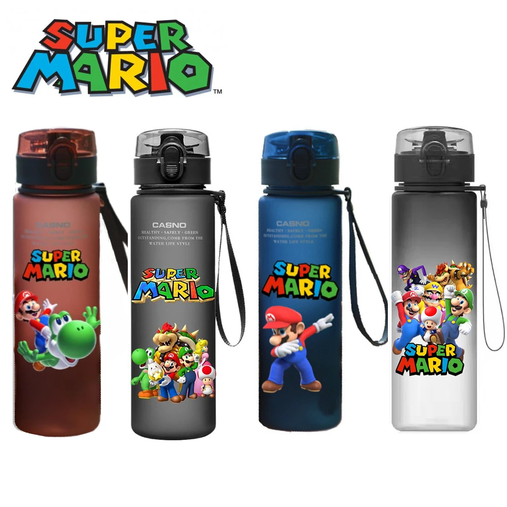 

Super Mario Bros 560ML Water Cup Kawai Cartoon Portable Plastic Large Capacity Luigi Bowser Outdoor Sports Child Water Bottle