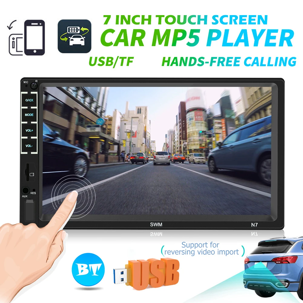 

Hot Sale Car Stereo Delicate Design N7 7 inch TFT Screen Double DIN Head Unit Bluetooth-compatible USB AUX FM Radio Receiver
