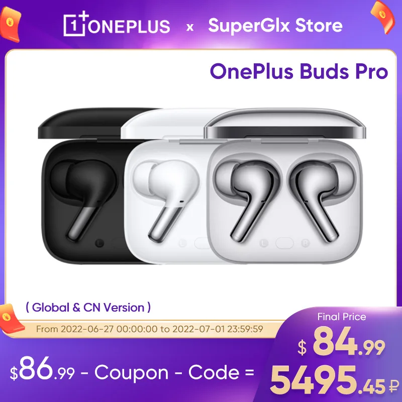  Новинка наушники OnePlus Buds Pro TWS с функцией адаптивного шумоподавления LHDC и аккумулятором на 38 часов Водонепроницаемость IP55 для Oneplus 9RT 9 Pro…