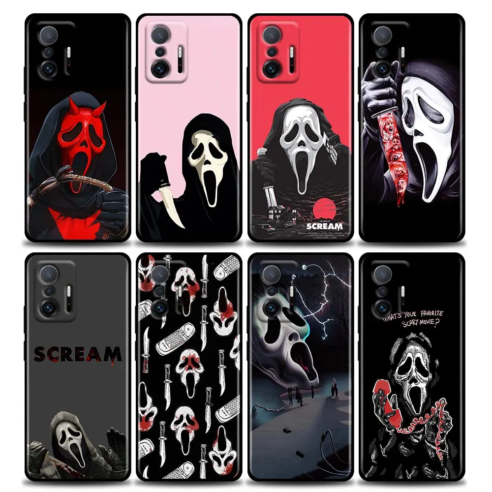 

Black Ghostface Horror Scream Art Pattern Phone Case For Xiaomi 12 12X 11T X4 NFC M3 F3 GT M4 Pro Lite NE Poco M3 M4 X4 Redmi 5G