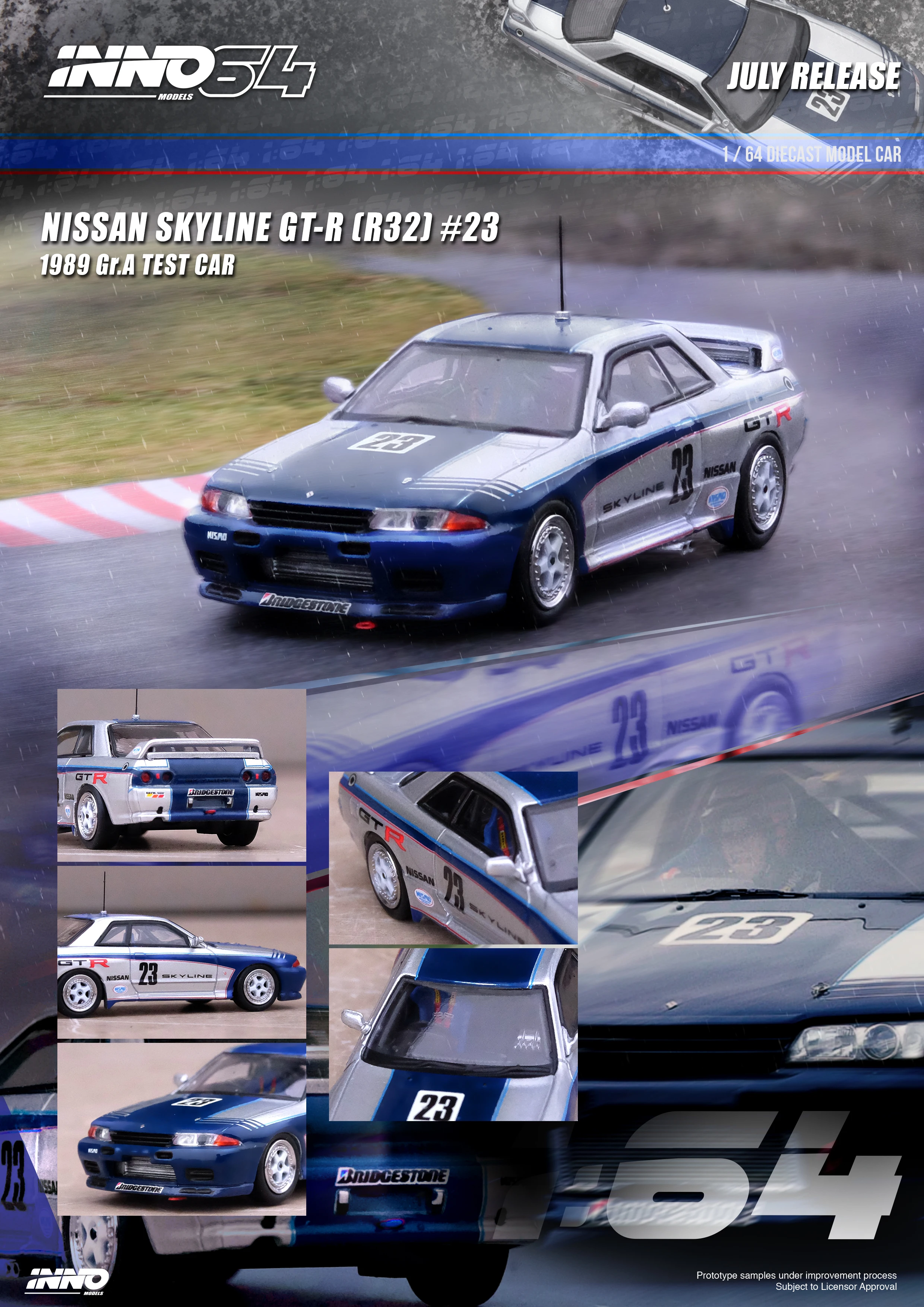 

Presale On July INNO64 Skyline GTR (R32) Gr.A Test Car Diecast Model Car
