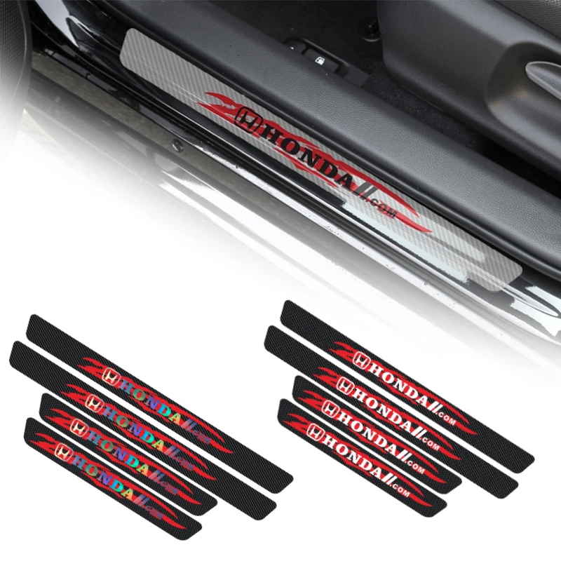

4 шт. защитные наклейки из углеродного волокна на порог двери автомобиля для Honda Accord CRV FIT Jazz пилотный гражданский DIO City HRV Crosstour Odyssey