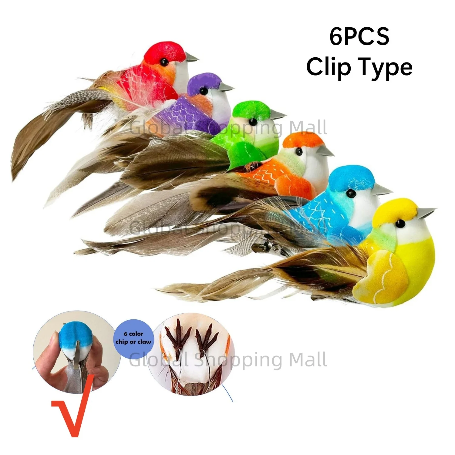 

Искусственные птицы из пенопласта 6 шт.