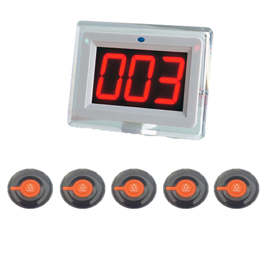 

wireless calling system restaurant with LED display and 5 buttons