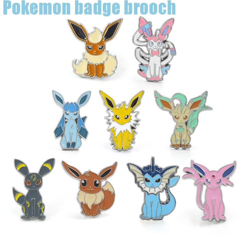 Pokemon Anime Brooch Eeveelution Sylveon Umbreon Espeon Glaceon Vaporeon Flareon Jolteon Leafeon Kawaii Badge Cute Cartoon Pins