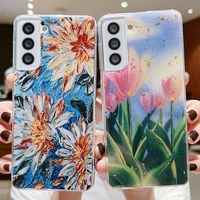 painting flower glitter phone case for samsung galaxy a51 a71 a53 a13 a33 a52 a52s a72 a32 a12 a22 silicone soft tpu back cover